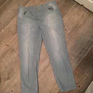 Chico’s platinum striped jeans